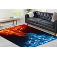 thumbnail image 1 of Modern Rugs, Rugs, Fire Vs Water War Rug, Wedding Rugs, Fire Rug, Water Rug, Decorative Rugs, Kitchen Rugs, Pattern Rugs, Red Rug, Blue Rug, 2.3'x3.3' - 70x110 cm, 1 of 5