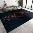 thumbnail image 1 of Modern Rule Symmetry Bedroom Rug, Black Red Geometric Curved Lines Ripple Living Room Rugs, 3D Carpet Easy to Clean Durable Enough Apply to Entryway Hallway Family and Pet 3x4ft, 1 of 6