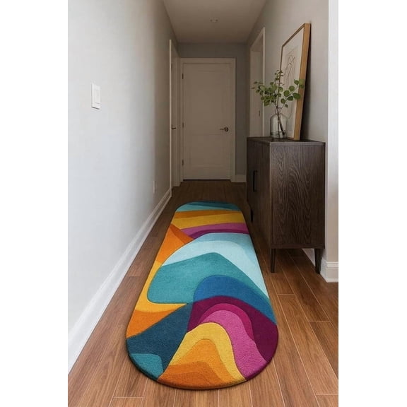 AVYAY RUGS Modern AquaFlow Spectrum Multicolor Runner Rugs, 2'6" x 12', Plush Texture
