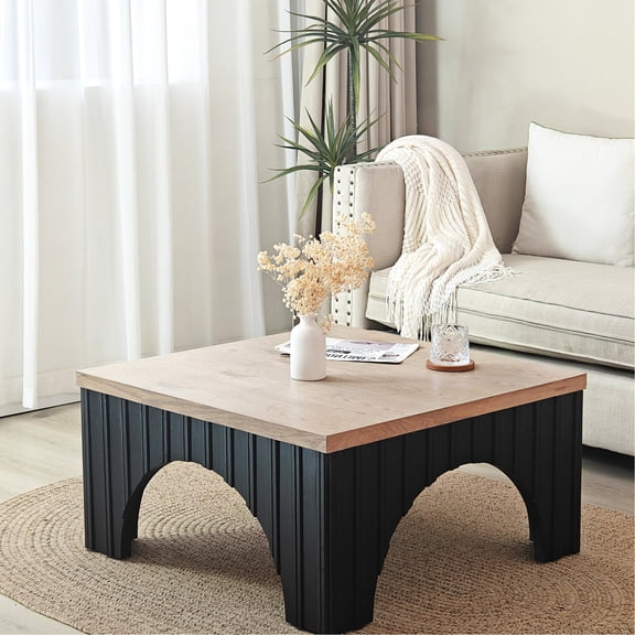 Modern Rustic Aesthetic with Arch Design - Spacious and Stylish Coffee Table for Living Room
