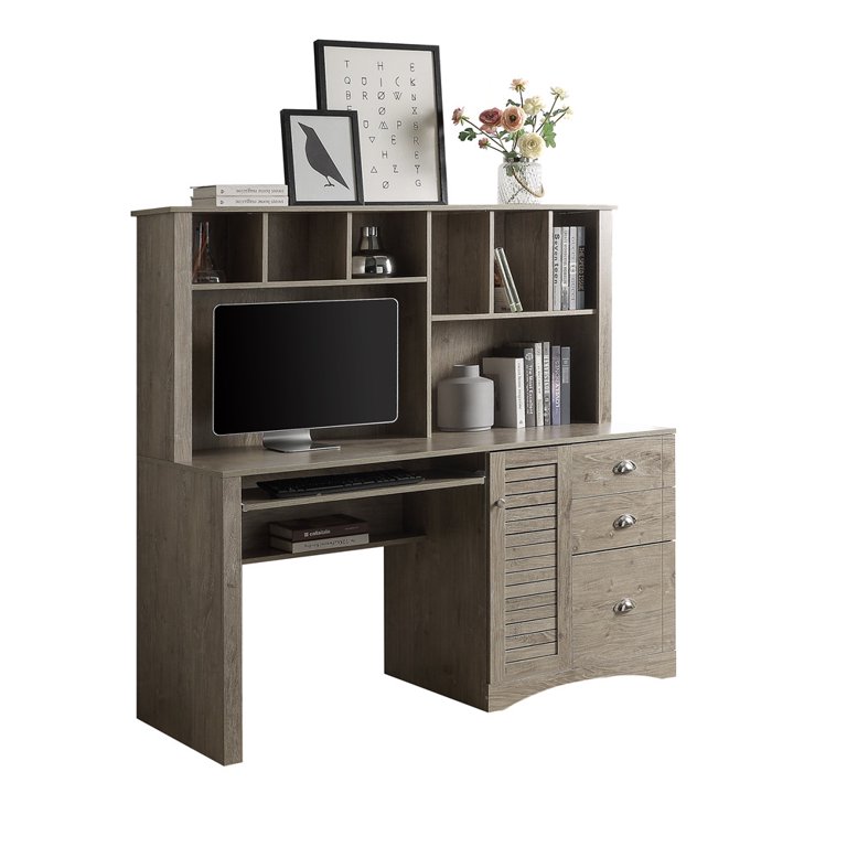 Modern Computer Desk with Storage Shelves & Drawers, Study Table with Hutch