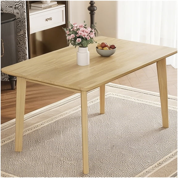 Modern Rustic Dining Table for 4, Rubberwood and MDF Kitchen Table with Natural Finish, Easy Assembly