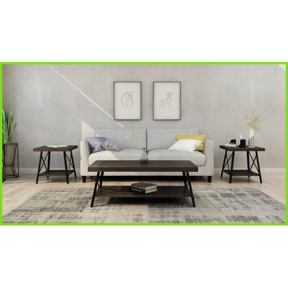 Modern Rustic Espresso Brown Coffee Table for Living Room, 48 Long, Easy to Assemble & Clean