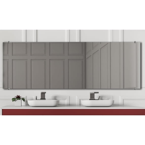 Modern Rustic Frameless Chrome Round Wall Mirror 25/48 - Chrome
