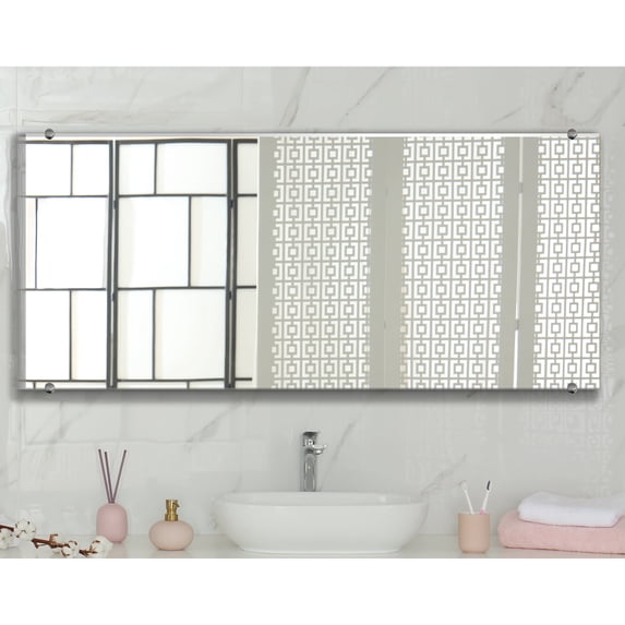 Modern Rustic Frameless Chrome Round Wall Mirror 26/46 - Chrome