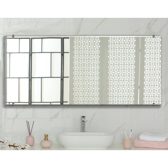 Modern Rustic Frameless Chrome Round Wall Mirror 26/54 - Chrome