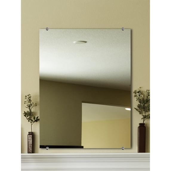 Modern Rustic Frameless Chrome Round Wall Mirror 30.5/24.5 - Chrome