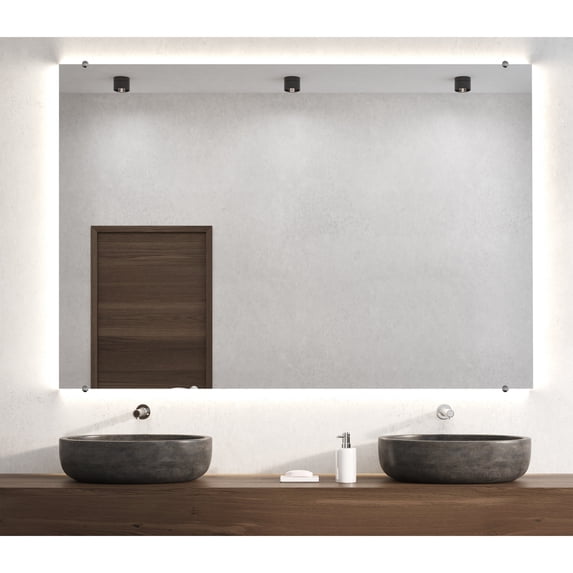 Modern Rustic Frameless Chrome Round Wall Mirror 33.5/42 - Chrome