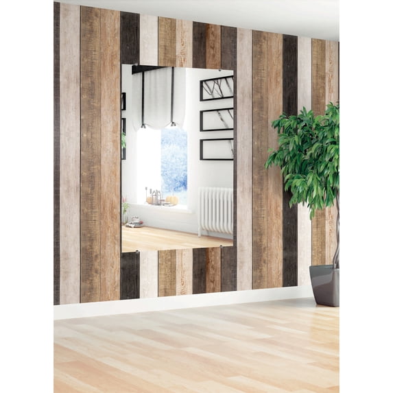 Modern Rustic Frameless Chrome Round Wall Mirror 33.5/58 - Chrome