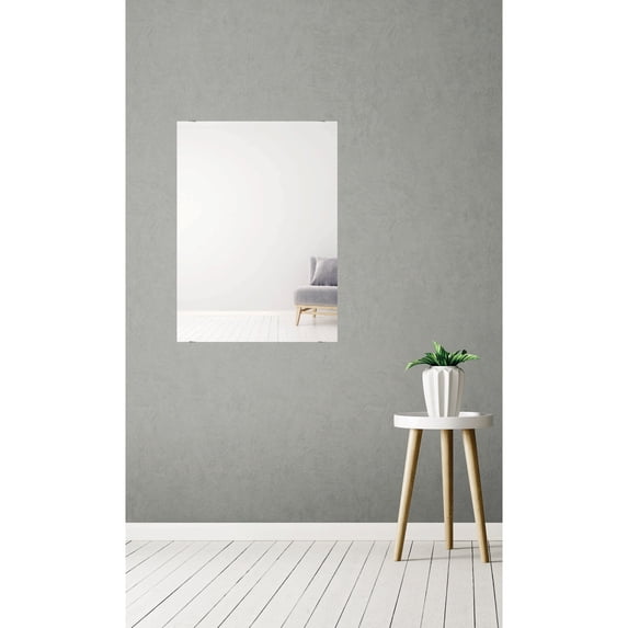 Modern Rustic Frameless Chrome Square Wall Mirror 29.5x42 - Chrome