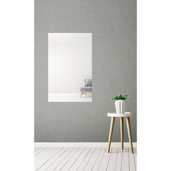 Modern Rustic Frameless Chrome Square Wall Mirror 29.5x48 - Chrome