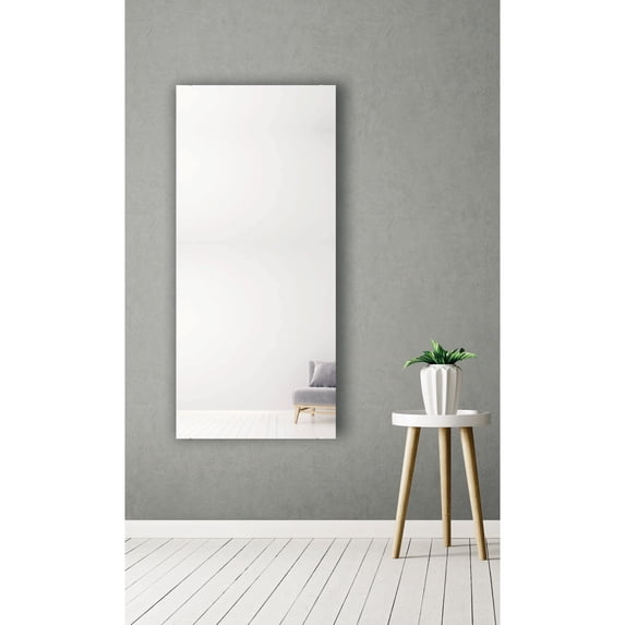 Modern Rustic Frameless Chrome Square Wall Mirror 30.5x68 - Chrome