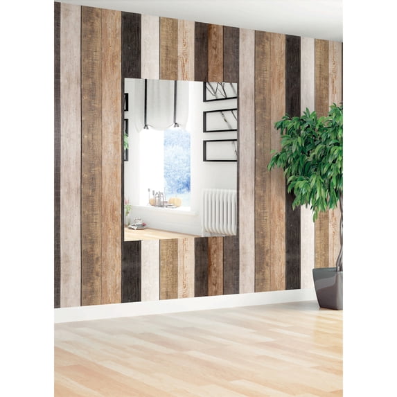 Modern Rustic Frameless Chrome Square Wall Mirror 33.5x50 - Chrome