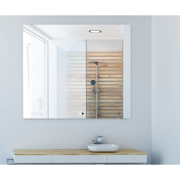 Modern Rustic Frameless Clear Wall Mirror 34x34