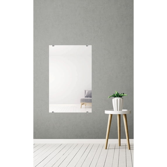 Modern Rustic Frameless Mirror Chrome Oval Clips 30.5x48 - Chrome