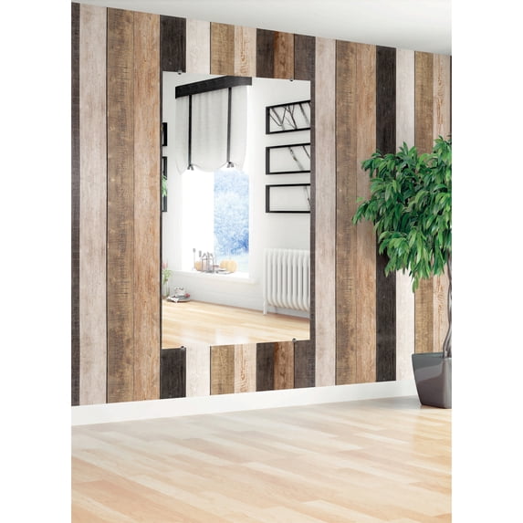Modern Rustic Frameless Mirror Chrome Oval Clips 33.5x64 - Chrome