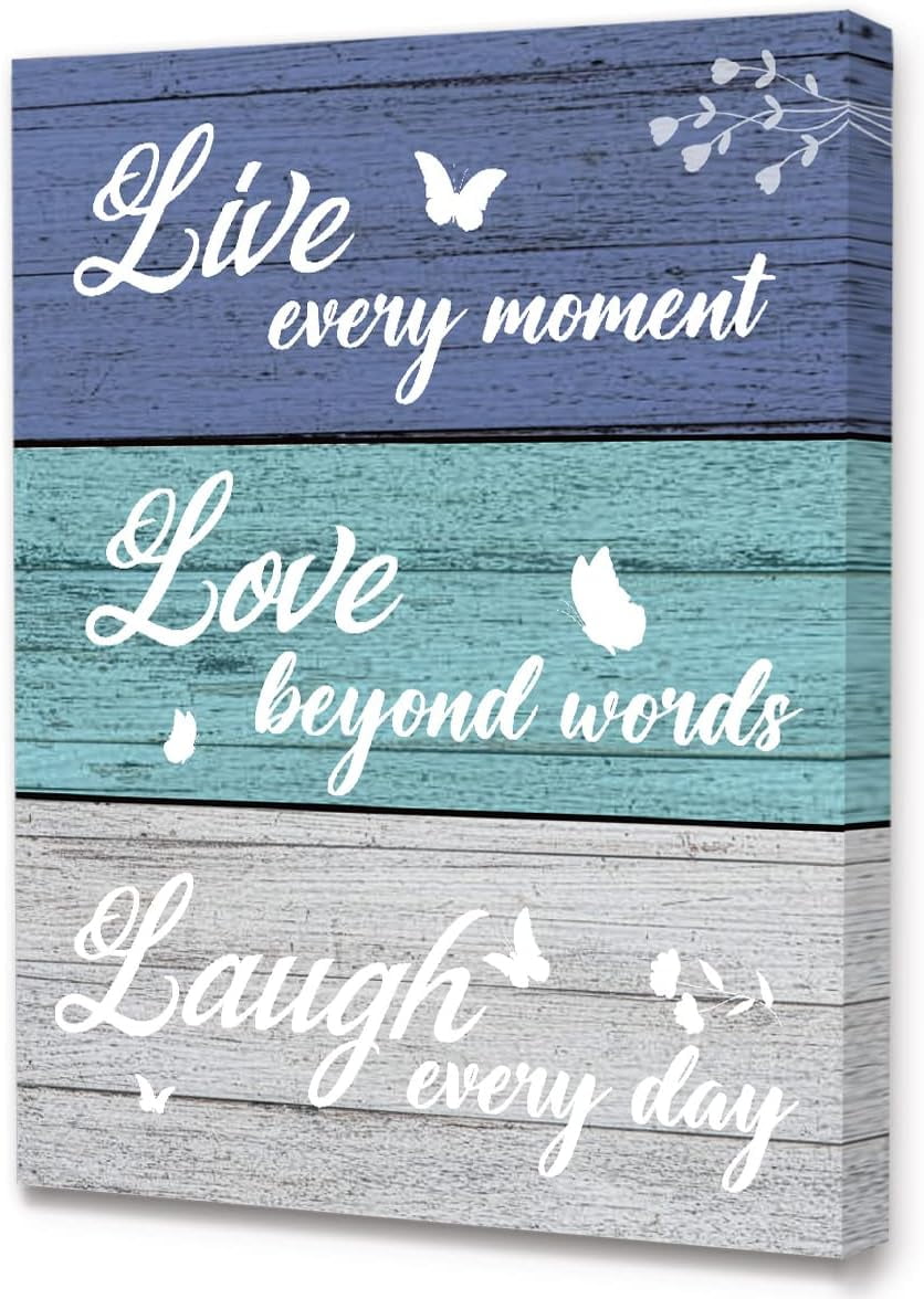 Modern Rustic Live Love Laugh Quote Sign Canvas Framed Wall Art Canvas ...