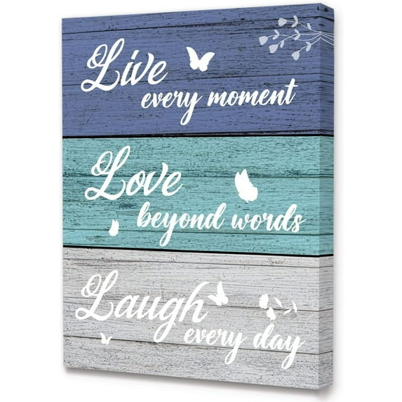Modern Rustic Live Love Laugh Quote Sign Canvas Framed Wall Art Canvas,Modern Home Decor Canvas Wall Artwork Ready to Hang for Home Farmhouse Kitchen Dining Living Room Wall Decor-12 x 15 Inches