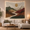 thumbnail image 1 of Modern Rustic Mountain Forest Geometric Landscape, Peaceful Mountain Lake Scene, Warm Flannel Blanket for Cabin and Lodge, Outdoor Lovers Camping Gift, Artistic Home Decor, 1 of 7