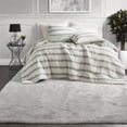 thumbnail image 1 of Modern Sage Green 3Piece Bedding Set YarnDyed Striped Polyester Comforter for AllSeason Use, 1 of 11