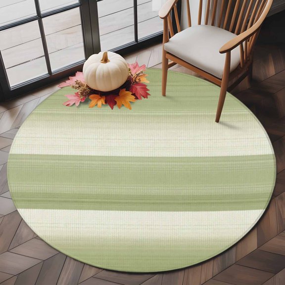 Modern Sage Green Striped Round Area Rug 5ft,Living Room Rug Non-Slip Washable Circle Rugs Pad,Minimalist Boho Lines Soft Floor Carpet for Bedroom Dining Room