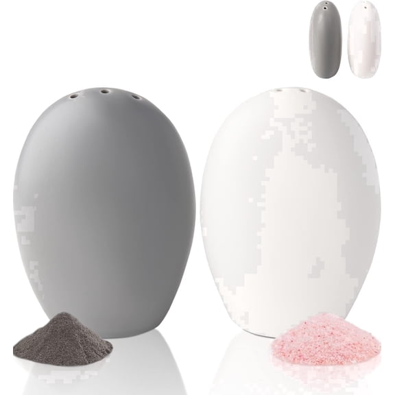 Comfify Ceramic Salt and Pepper Shaker Set, Contemporary Kitchen Table Decor, White and Gray