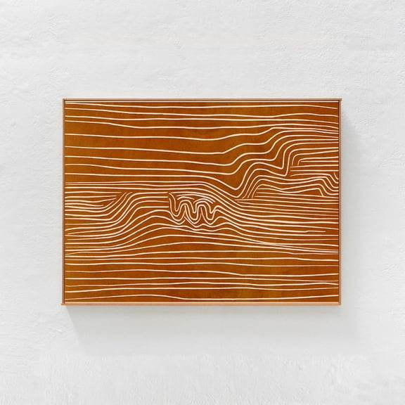 Modern Scandi Boho Able Print Abstract Earthy Tones Art Orange Terracotta And Beige Lines Print Horizontal Wall Art