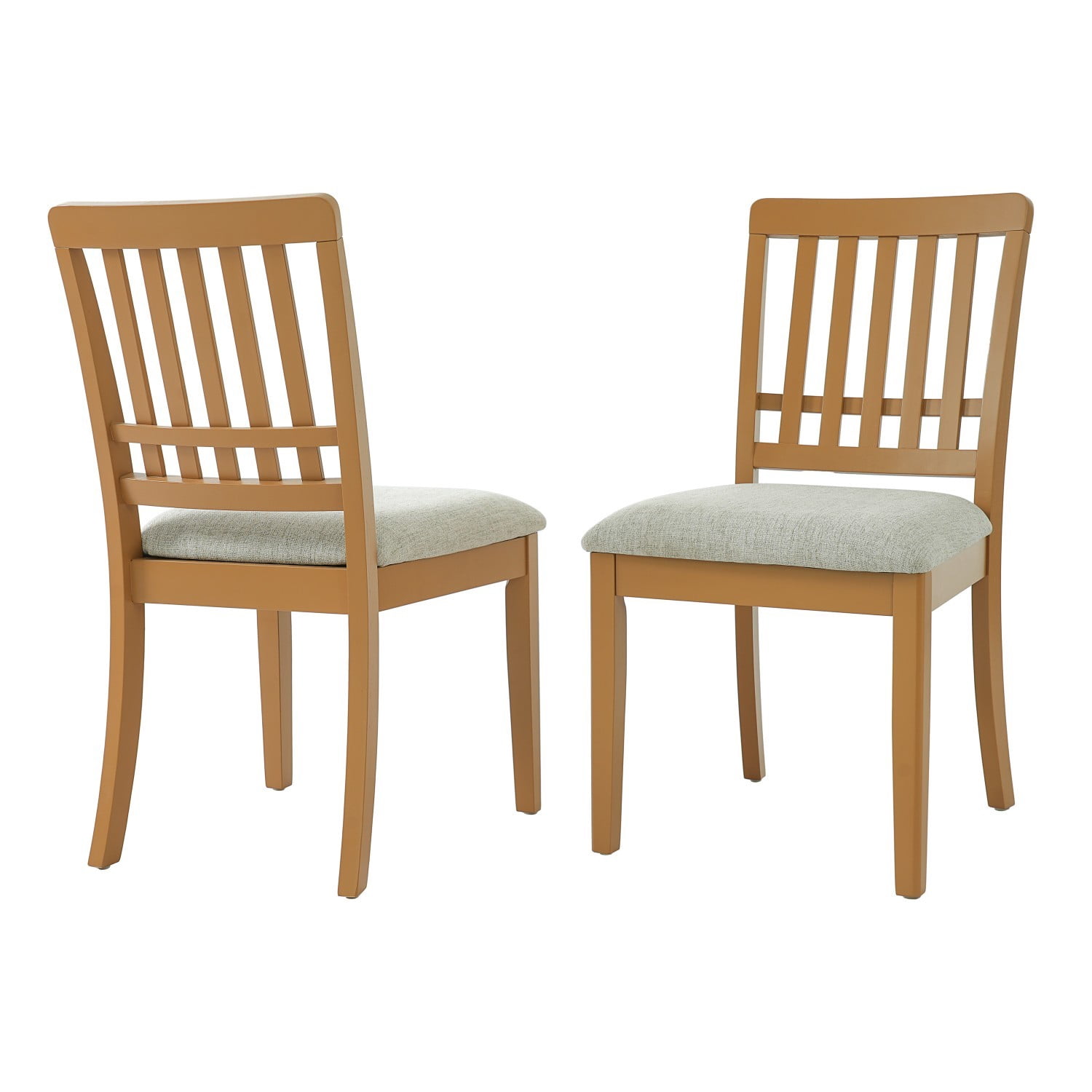 Modern Scandinavian Dining Chairs Set of 2 Curved Wood Backrest Fabric Seat Rubber Wood Frame Kitchen Chairs for Dining Room Apartment, Light Brown