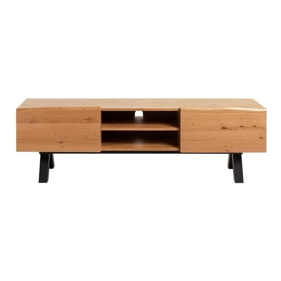 Modern Scandinavian Wavy Edge 3-Section TV Lowboard - Wild Oak