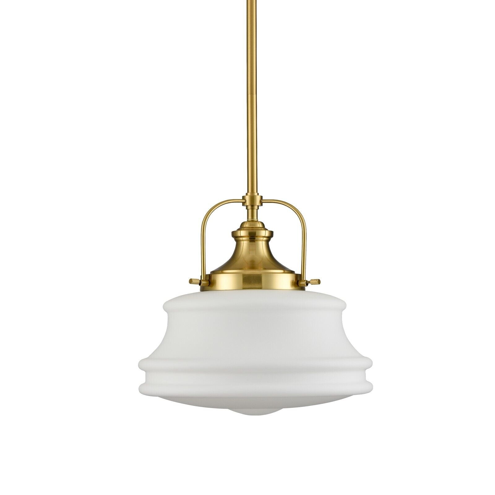 Modern Schoolhouse Pendant Light Fixtures Brass Hanging Light Milky Glass