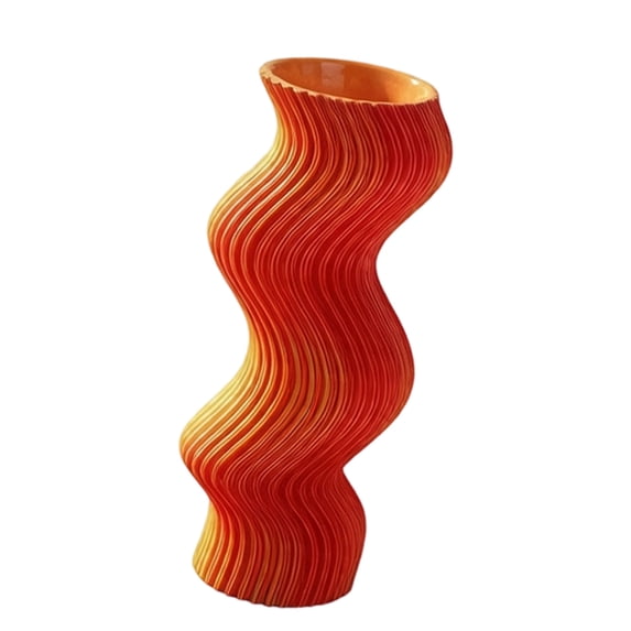 Modern Sculptural Flower Vase, 3D Printed Wavy Stripe Design for Faux ...