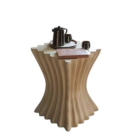 Modern Sculptural Pedestal Side Table, Fluted Roman Column Accent Table