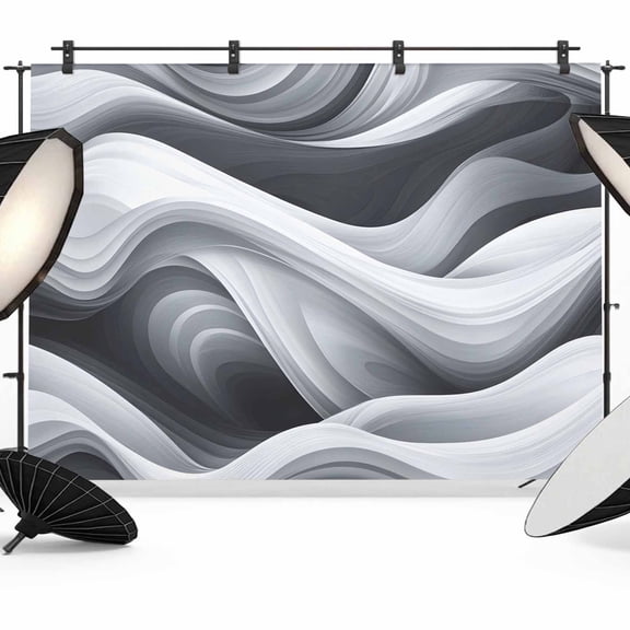 Modern Sea Waves Backdrop for Photoshoot,Photography Photo Studio Background Wall Backdrop,Grey White Texture Abstract Texture Back Drop Banner Panel for Portraits Wedding Party Live Streaming 7x5Ft