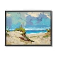 thumbnail image 1 of Modern Seaside Beach Scene Landscape Painting Black Framed Art Print Wall Art, 1 of 7