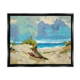 thumbnail image 1 of Modern Seaside Beach Scene Landscape Painting Jet Black Framed Art Print Wall Art, 1 of 6