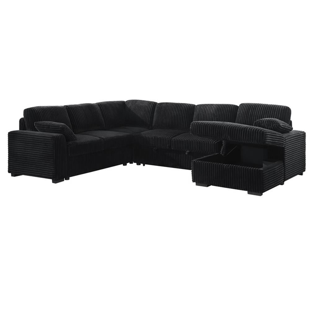 Modern Sectional Sleeper Sofa Set with Pull Out Bed Storage Chaise ...