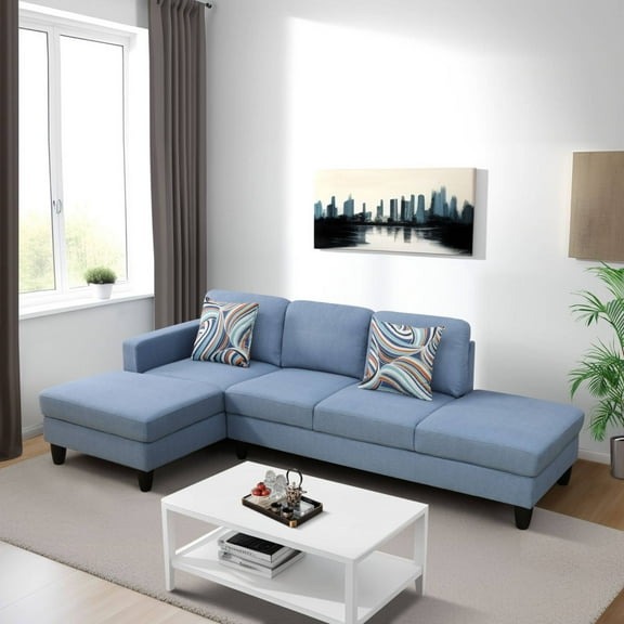 Modern Sectional Sofa Couch, L Shape Sofa Set with Chaise Modular Cloud Couch for Living Room, Grayish Blue