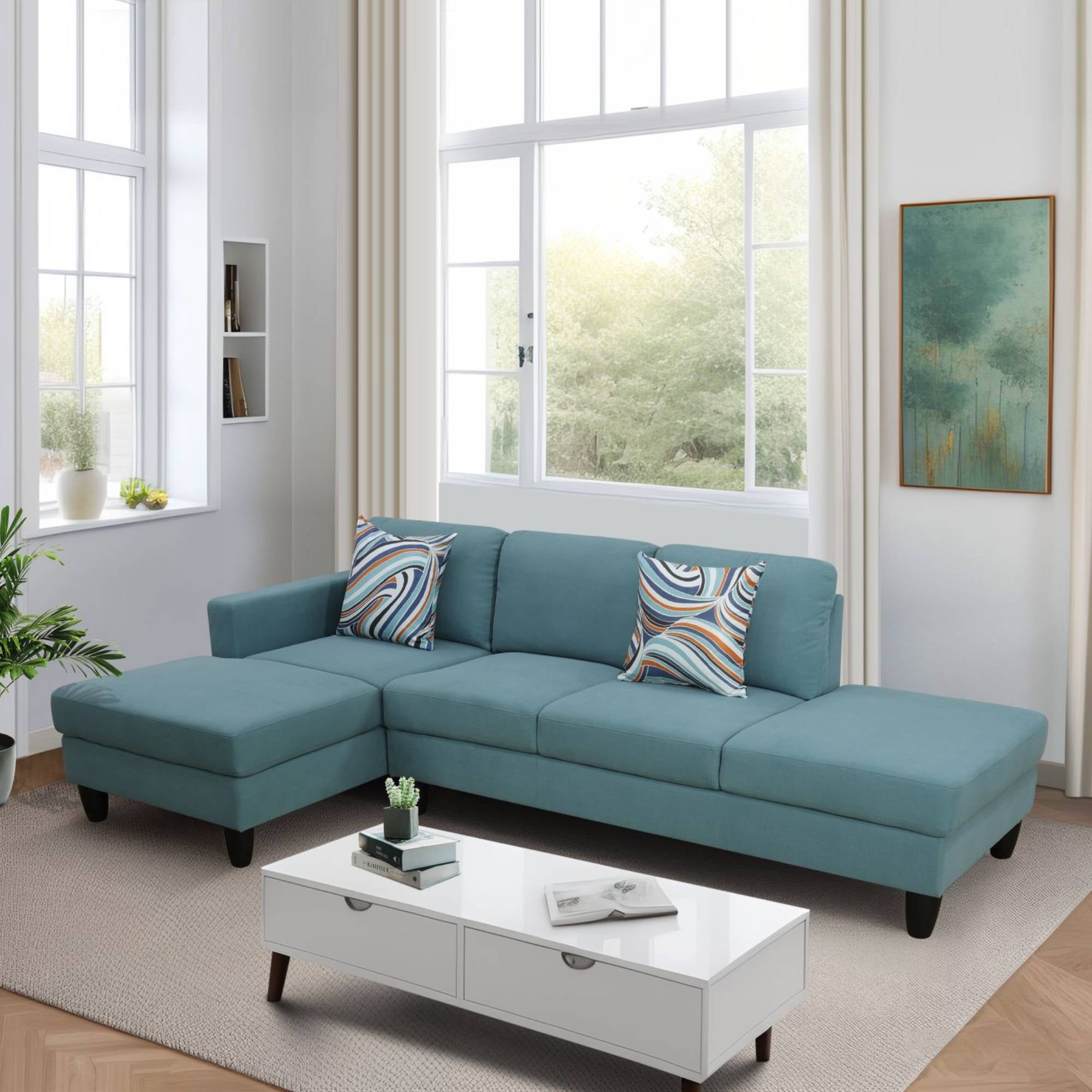 Modern Sectional Sofa Couch, L Shape Sofa Set with Chaise Modular Cloud Couch for Living Room, Lake Green