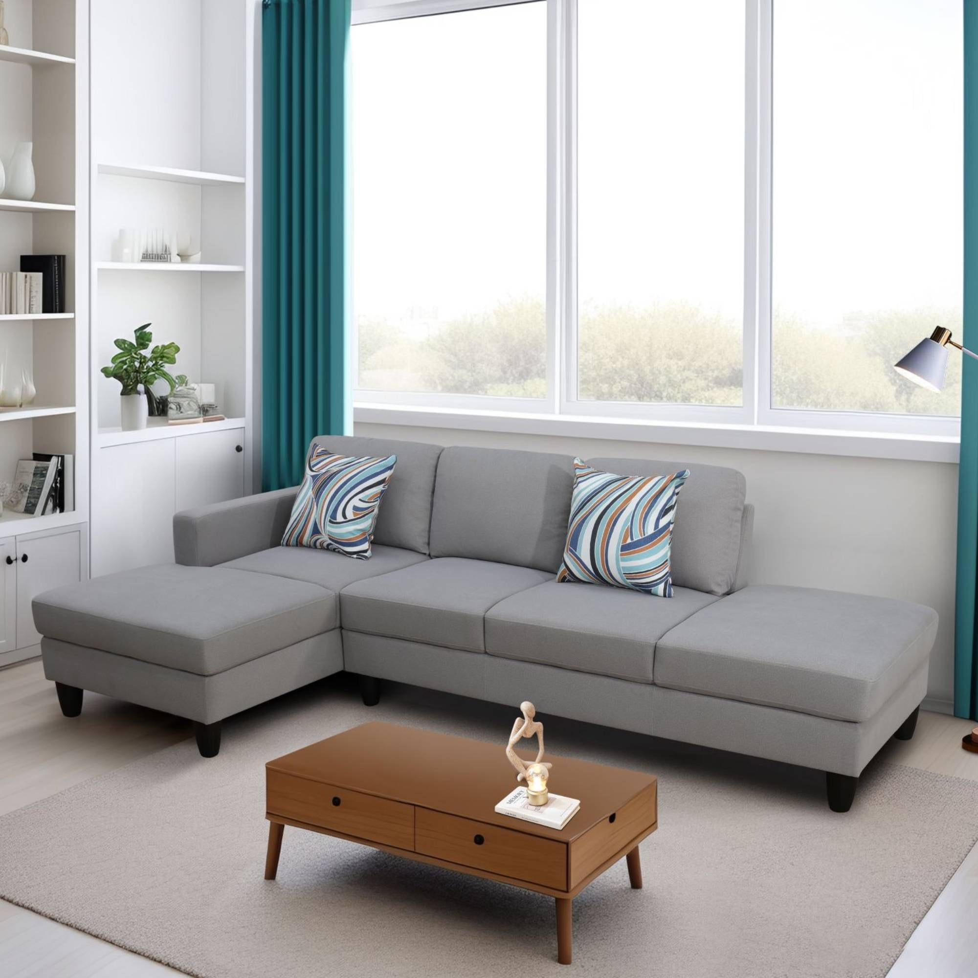 Modern Sectional Sofa Couch, L Shape Sofa Set with Chaise Modular Cloud Couch for Living Room, Light Grey