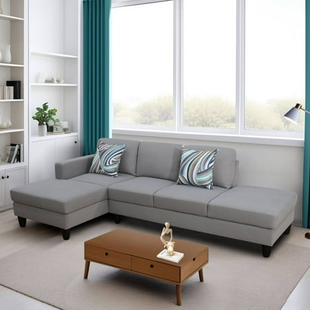 Modern Sectional Sofa Couch, L Shape Sofa Set with Chaise Modular Cloud Couch for Living Room, Light Grey