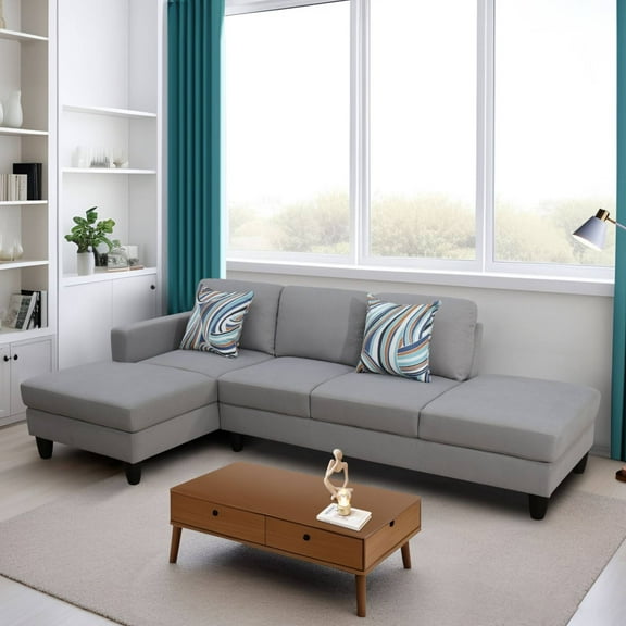 Modern Sectional Sofa Couch, L Shape Sofa Set with Chaise Modular Cloud Couch for Living Room, Light Grey