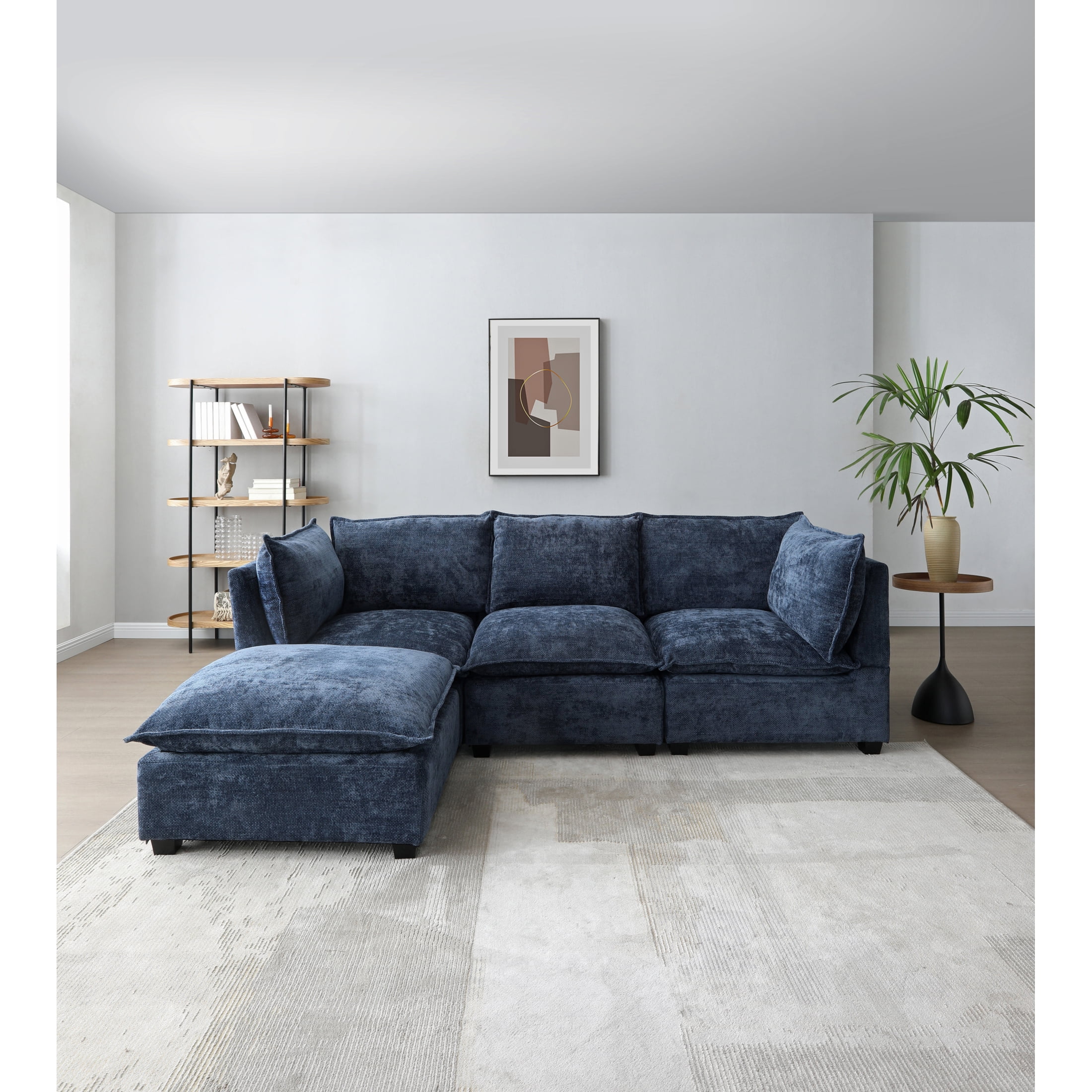 Modern Sectional Sofa,L-Shape Linen Fabric Corner Couch Set