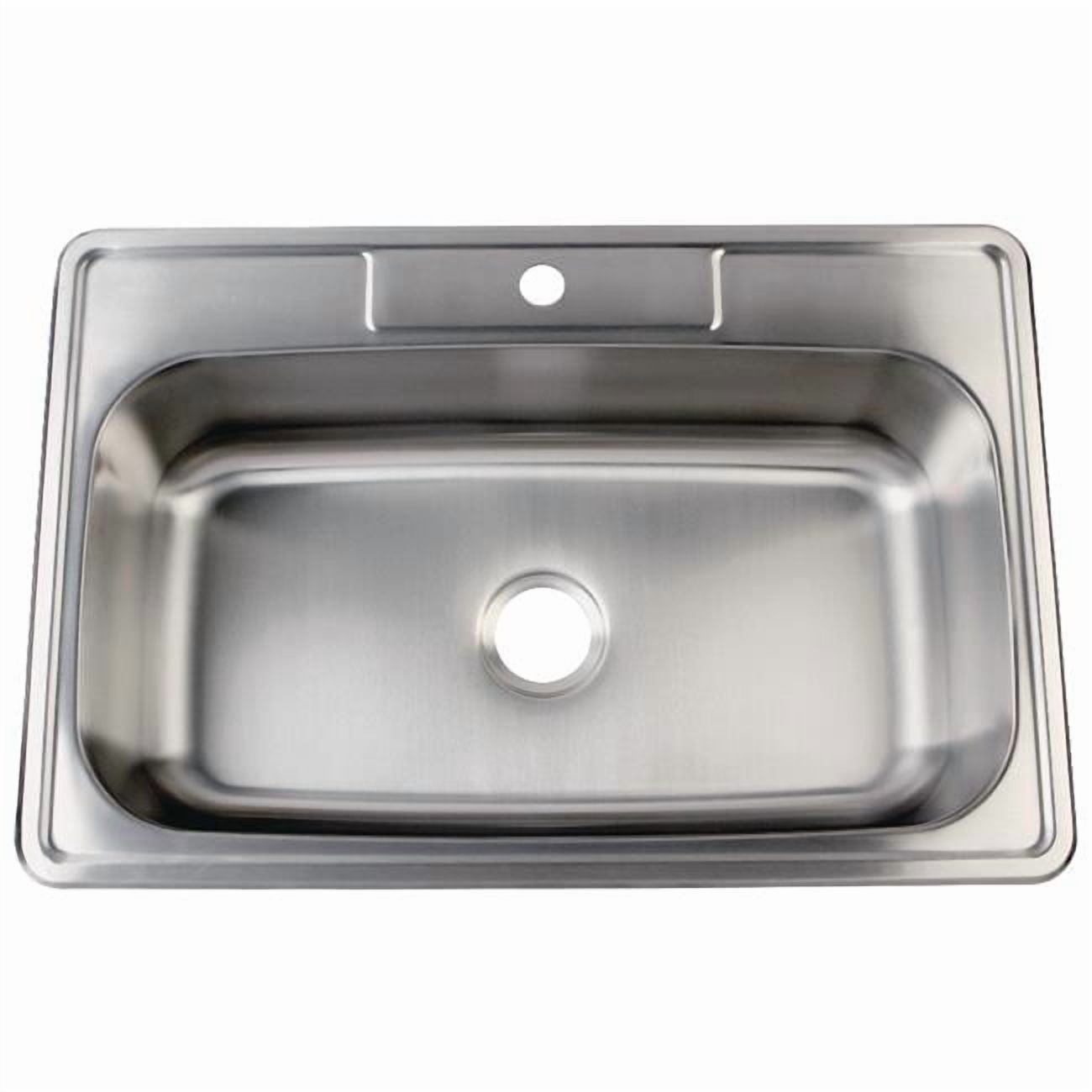 Modern Self-Rimming Single Bowl Kitchen Sink - Brushed - 1 Hole
