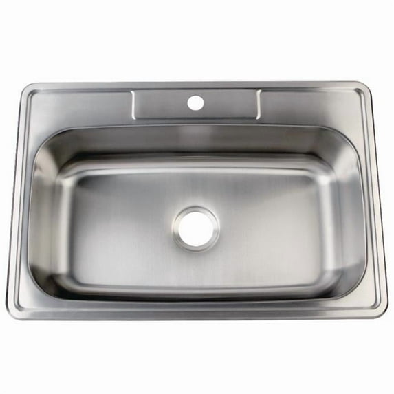 Modern Self-Rimming Single Bowl Kitchen Sink - Brushed - 1 Hole
