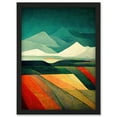 thumbnail image 1 of Modern Semi-Abstract Colourful Landscape Artwork Framed Wall Art Print A4, 1 of 4