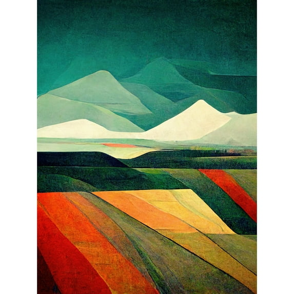 Modern Semi-Abstract Colourful Landscape Unframed Wall Art Print Poster Home Decor
