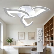Modern Semi Flush Mount Ceiling Light, 20 inch Dimmable LED Chandelier Low Profile Ceiling with Remote Control, Ceiling Lamp Fixture for Living Room Dining Room Bedroom, White