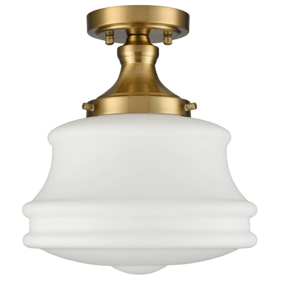 Modern Semi Flush Mount Ceiling Light Gold Hallway Light Fixture Opal Milk Glass