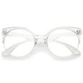 thumbnail image 1 of Modern Semi-Rimless Round Clear Lens Eyeglasses Translucent Frame 54mm, 1 of 4