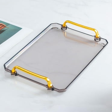 Modern Serving Tray, with Handles Rectangular Platters Storager Kitchen Organizer, for Table Home Dessert Lunch Coffee - gray
